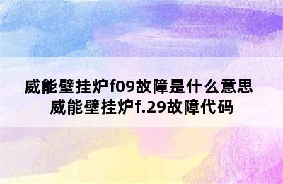 威能壁挂炉f09故障是什么意思 威能壁挂炉f.29故障代码